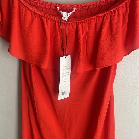 Veronica Beard Oleta Ruffled Off-the-Shoulder Dress Red - Picture 6 of 16